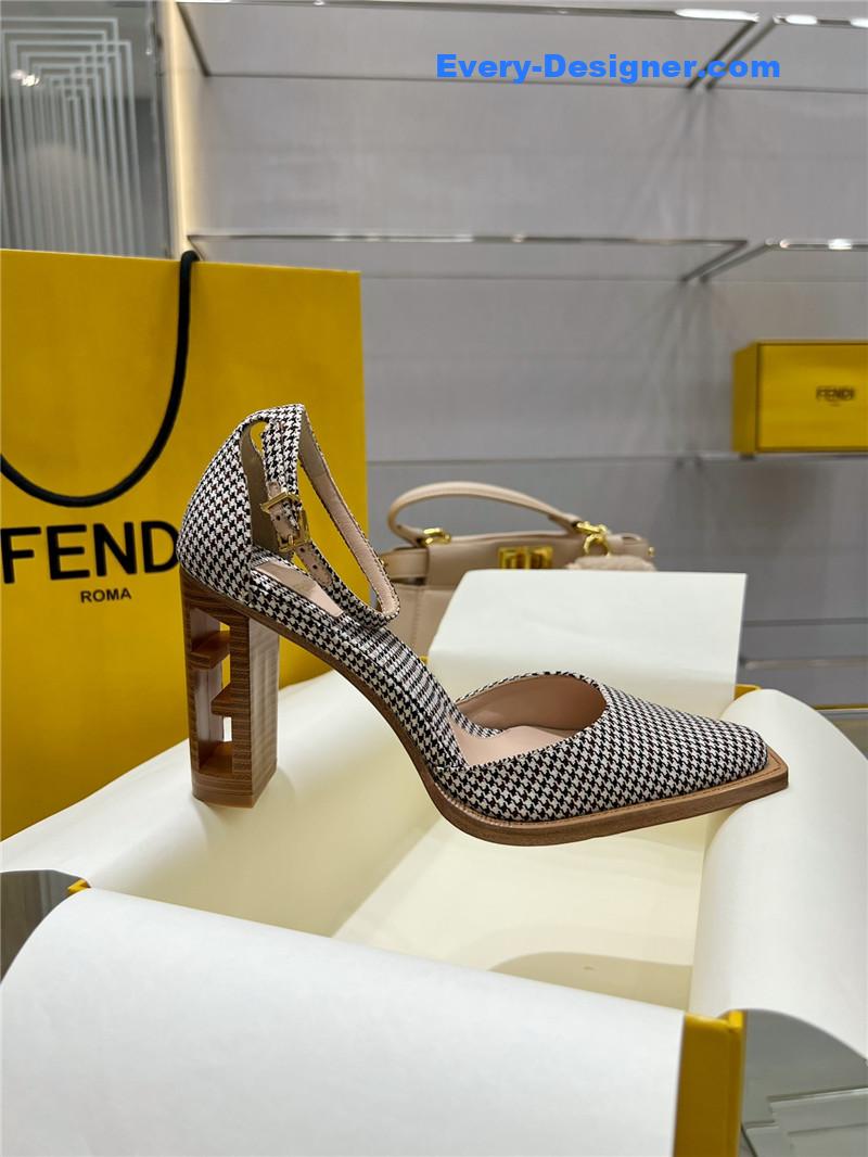 F**di square toe ff hollow heel court shoes