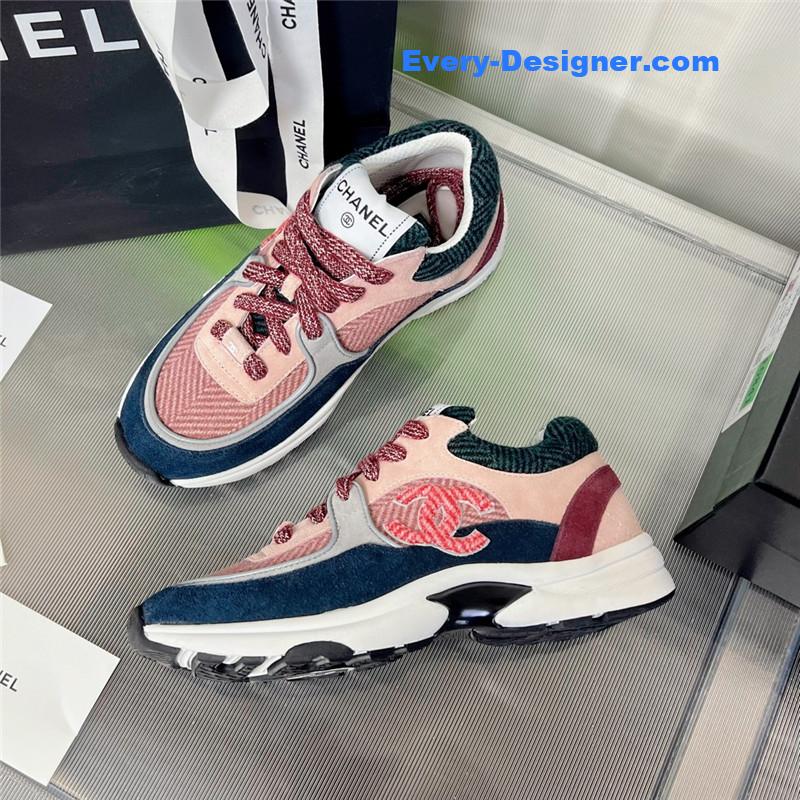 Ch**el new color wool stitching casual sneakers