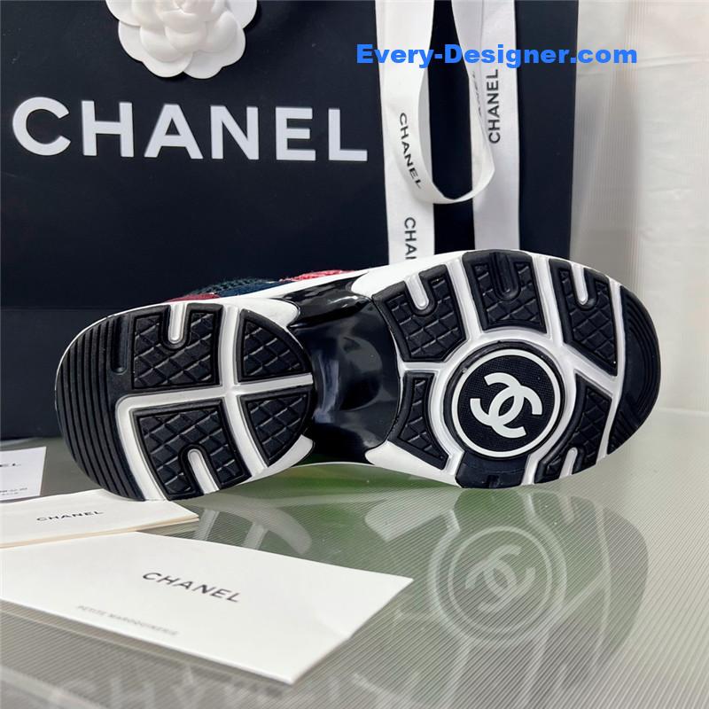Ch**el new color wool stitching casual sneakers