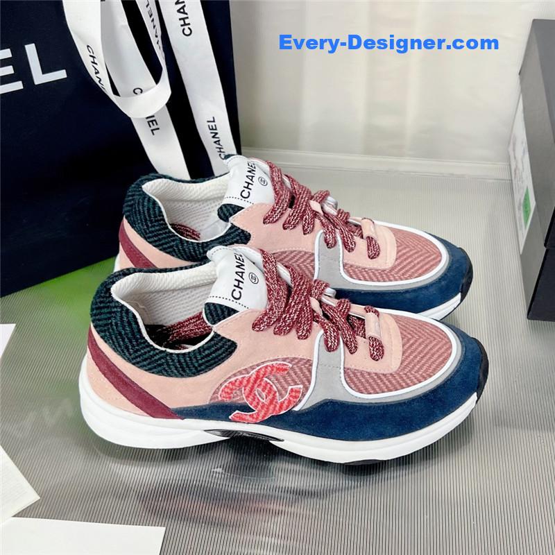 Ch**el new color wool stitching casual sneakers