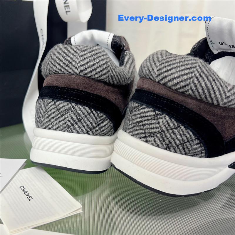 Ch**el new color wool stitching casual sneakers
