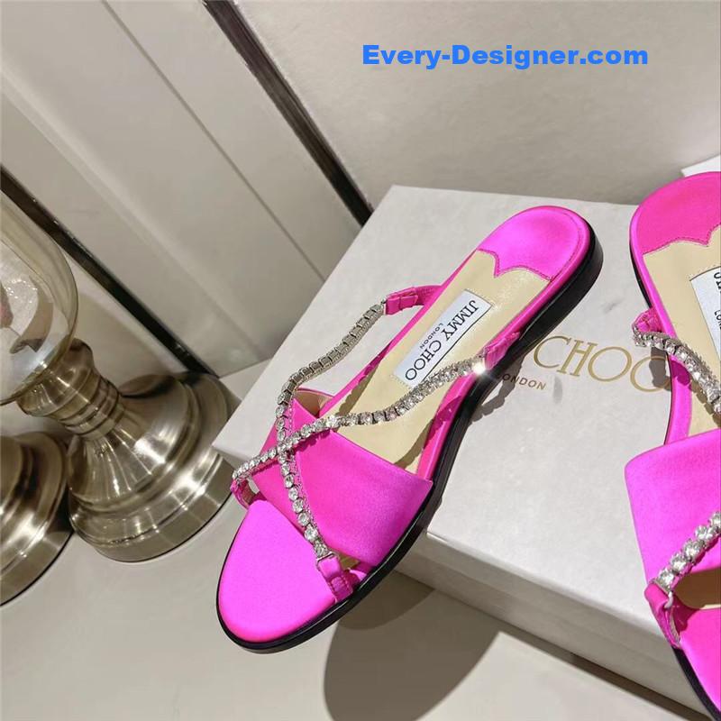 J1m*y Ch00 strappy rhinestone slides