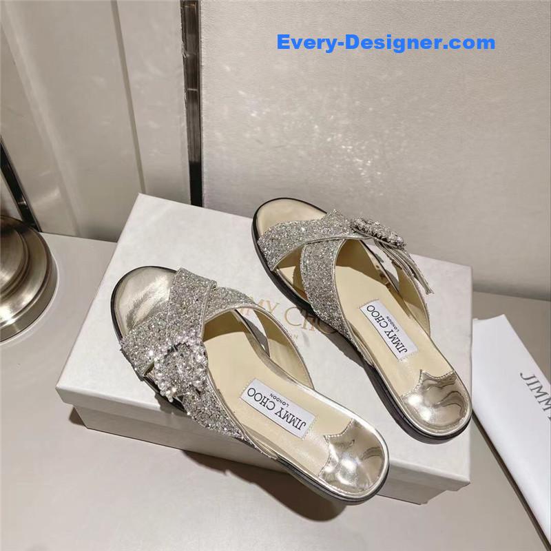 J1m*y Ch00 rhinestone c buckle slides