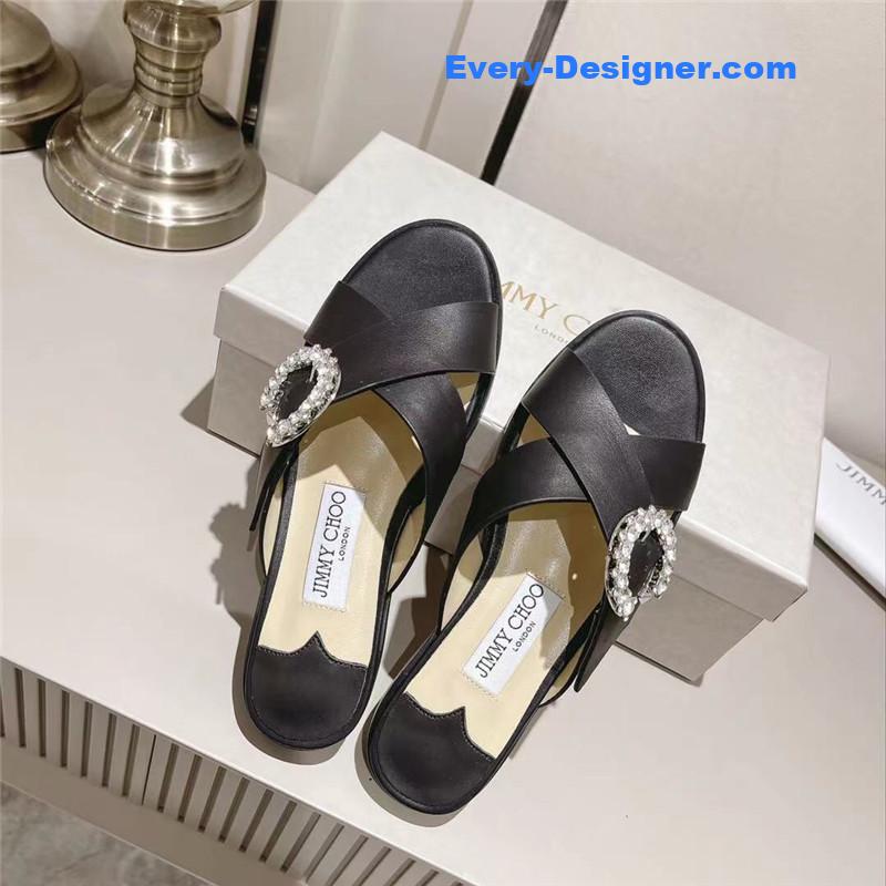 J1m*y Ch00 rhinestone c buckle slides