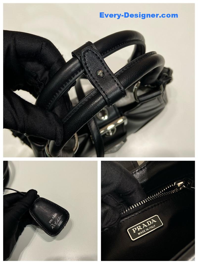 Pra*a moon re-nylon and leather bag