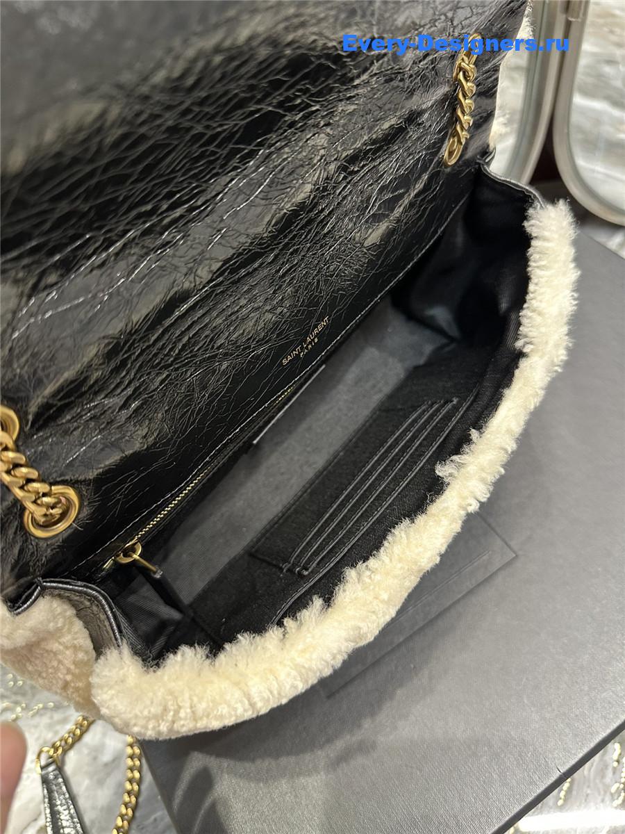 yves Sa1nt Lau*nt small jamie lambswool bag