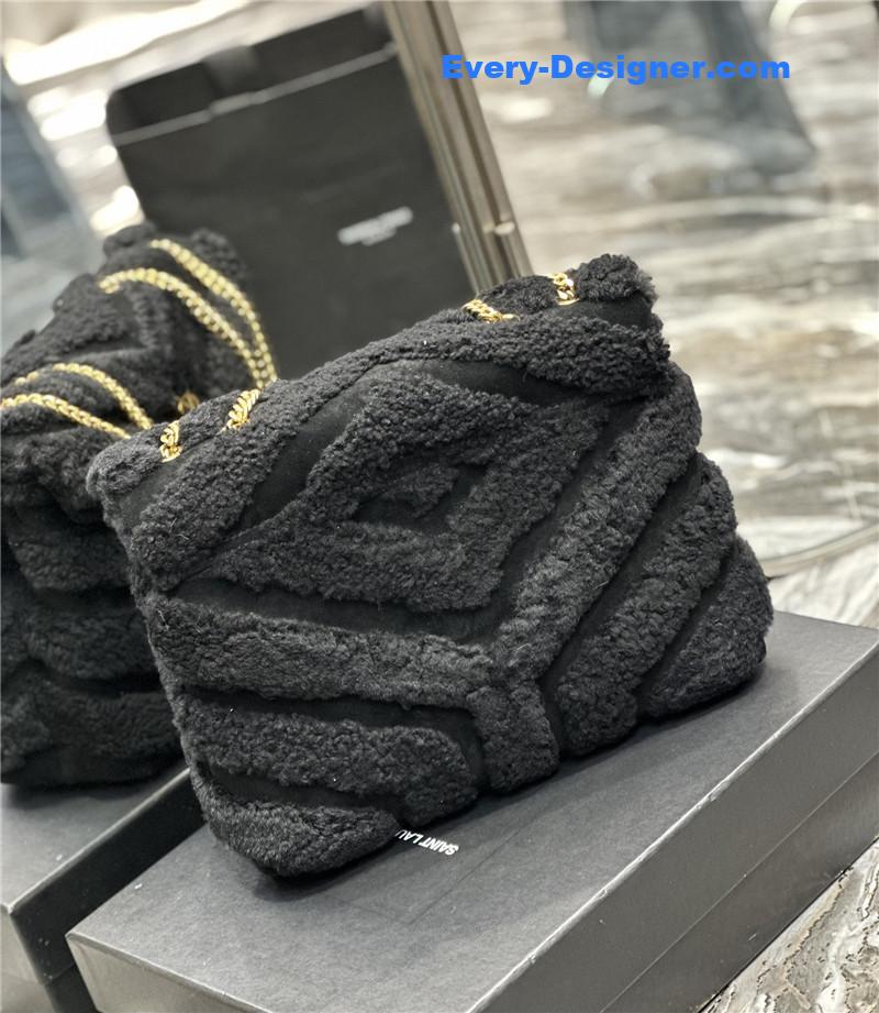 Y51 black suede lamb wool loulou bag