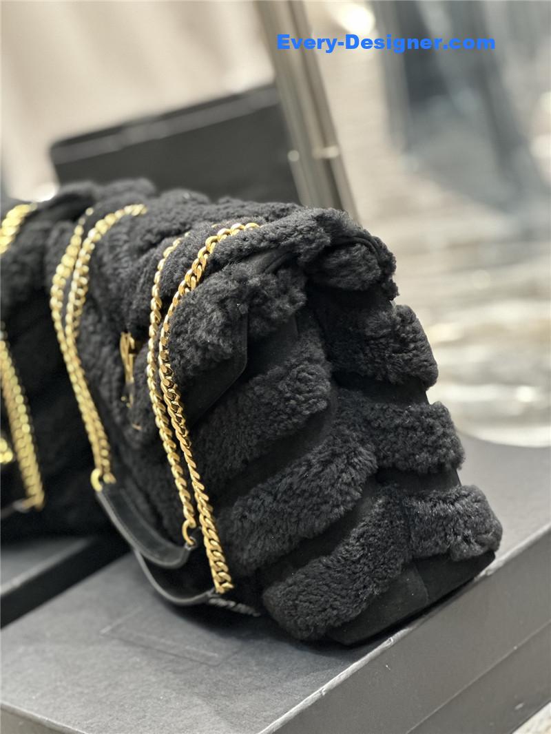 Y51 black suede lamb wool loulou bag