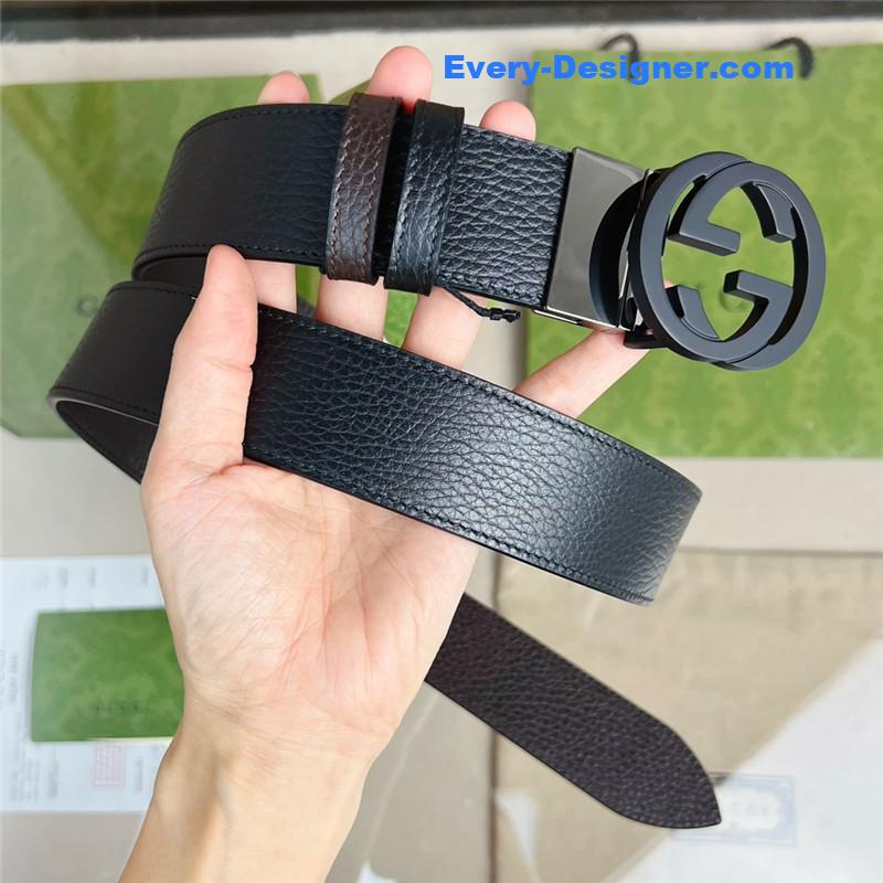 Gvc*1 reversible belt in textured leather