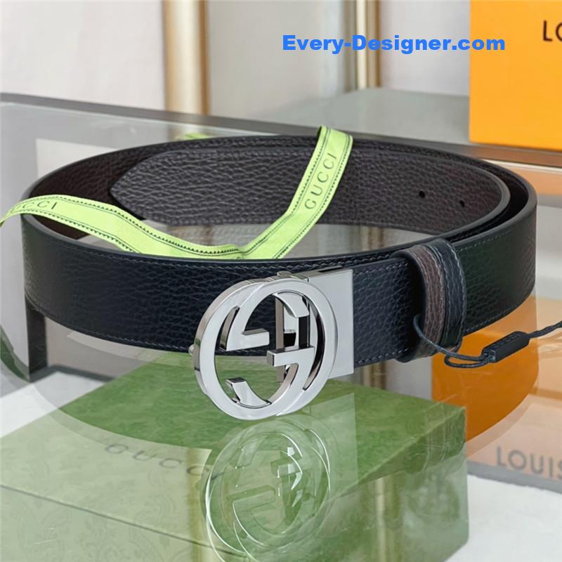 Gvc*1 reversible belt in textured leather