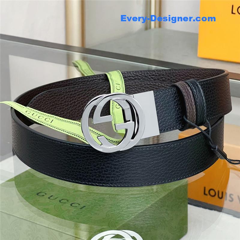 Gvc*1 reversible belt in textured leather