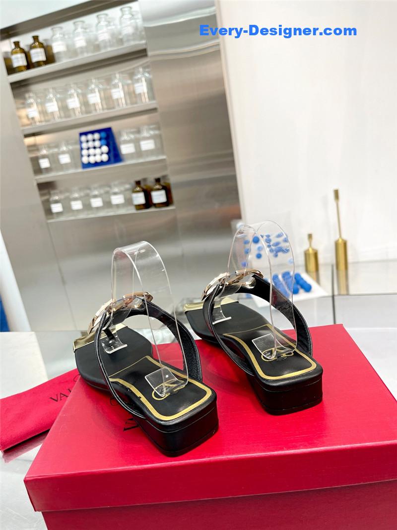 Va1e*ntin0 early spring new leather fabric slippers
