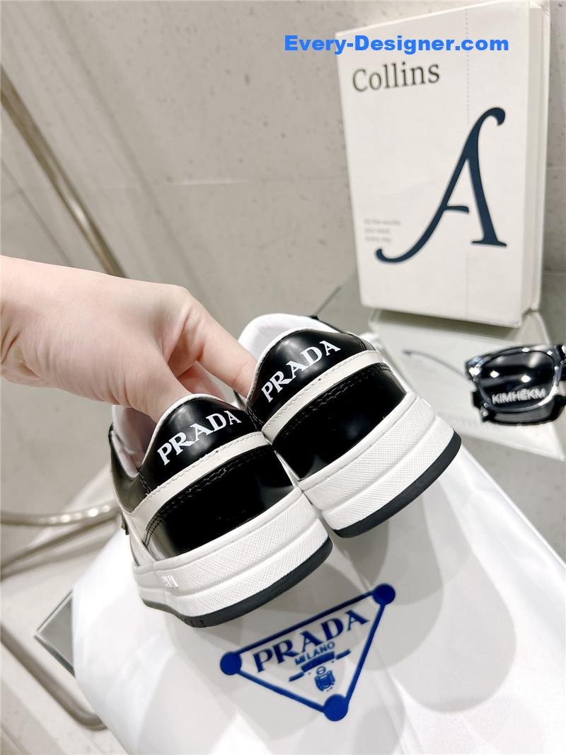 Pra*a white/black downtown leather sneakers
