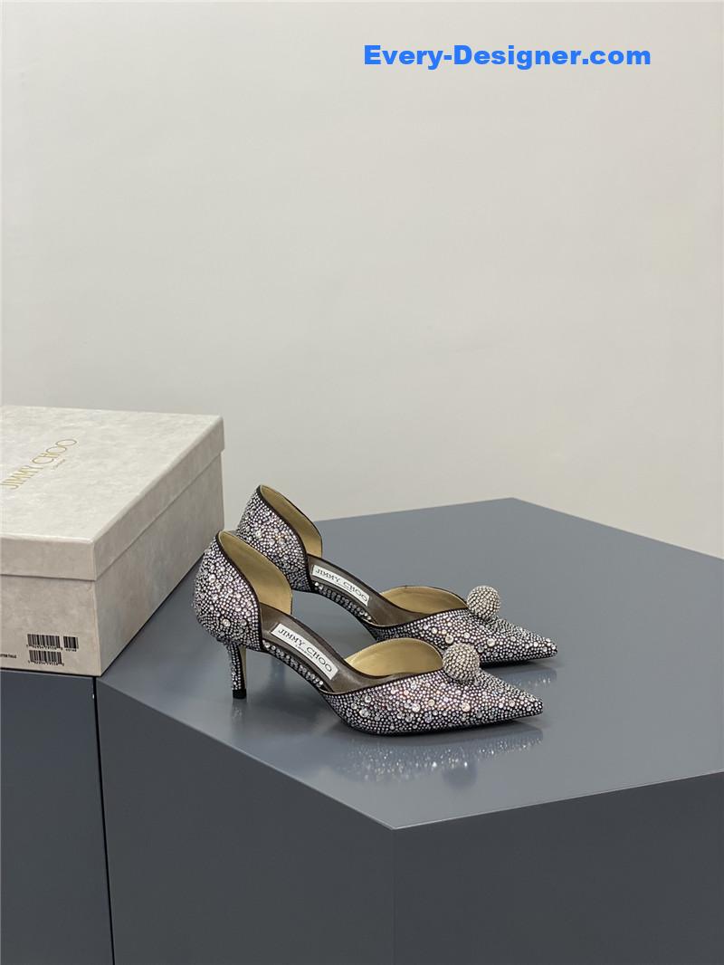 J1m*y Ch00 jc high-heeled crystal slipper shoes