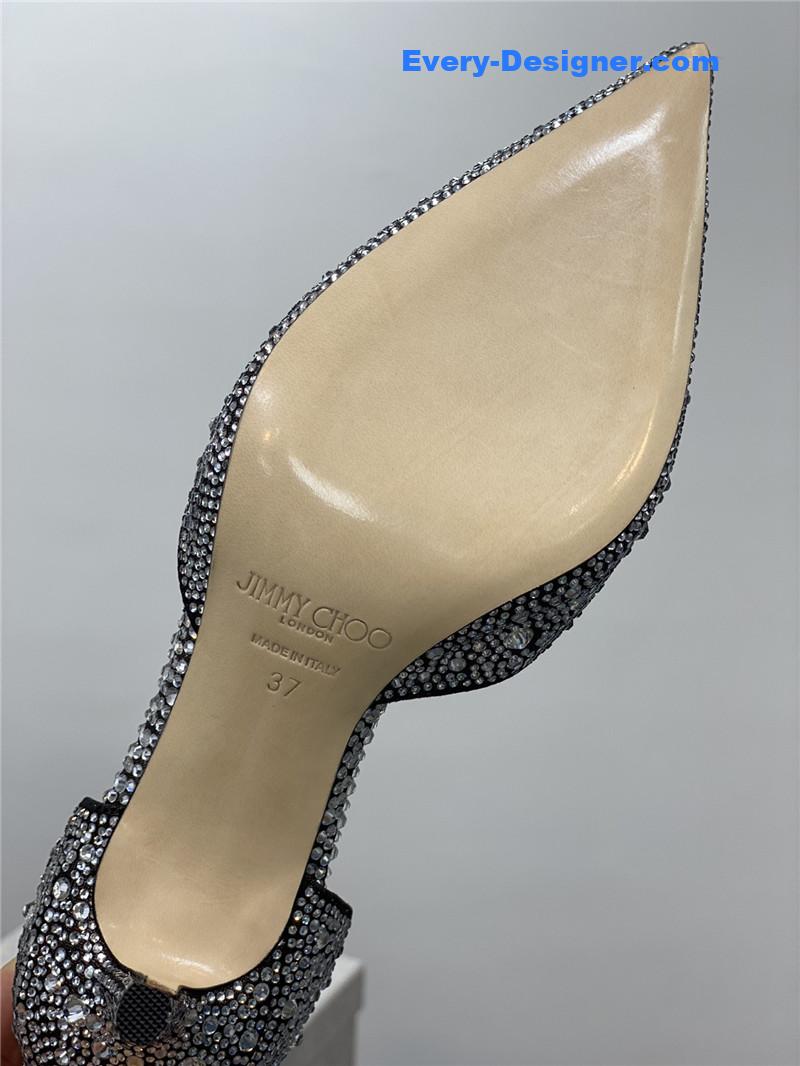 J1m*y Ch00 jc high-heeled crystal slipper shoes