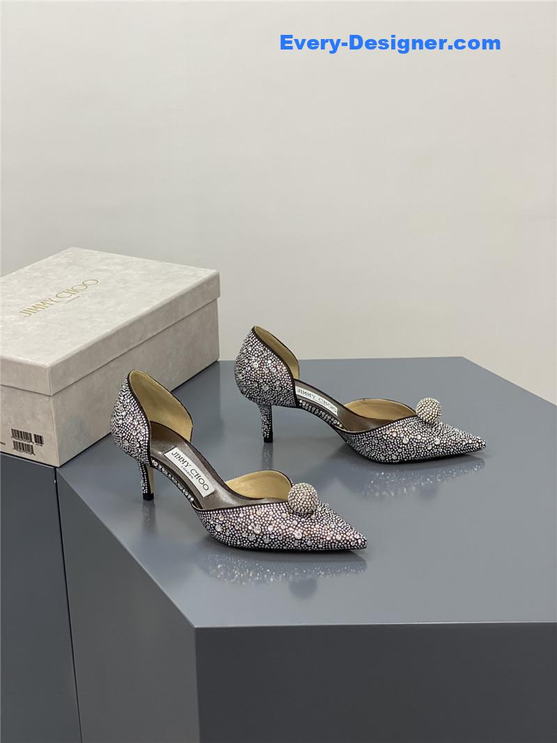 J1m*y Ch00 jc high-heeled crystal slipper shoes