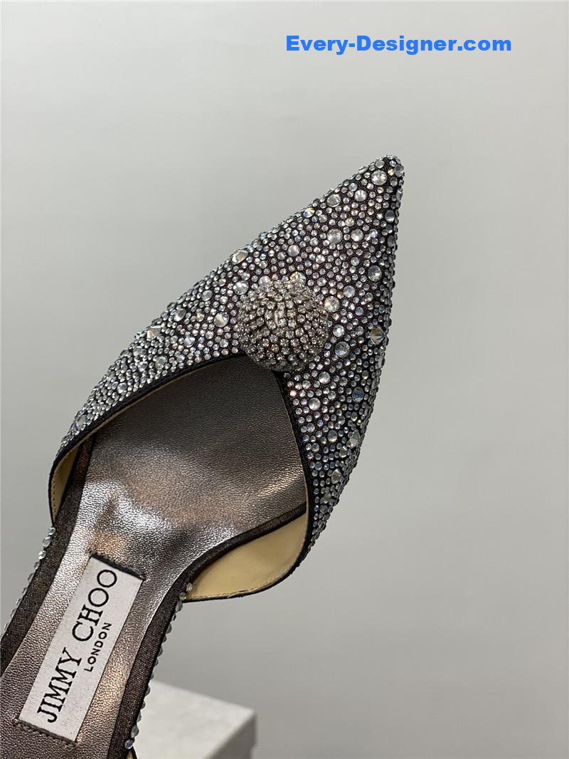 J1m*y Ch00 jc high-heeled crystal slipper shoes