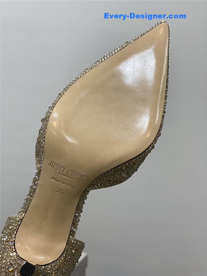 J1m*y Ch00 jc high-heeled crystal slipper shoes