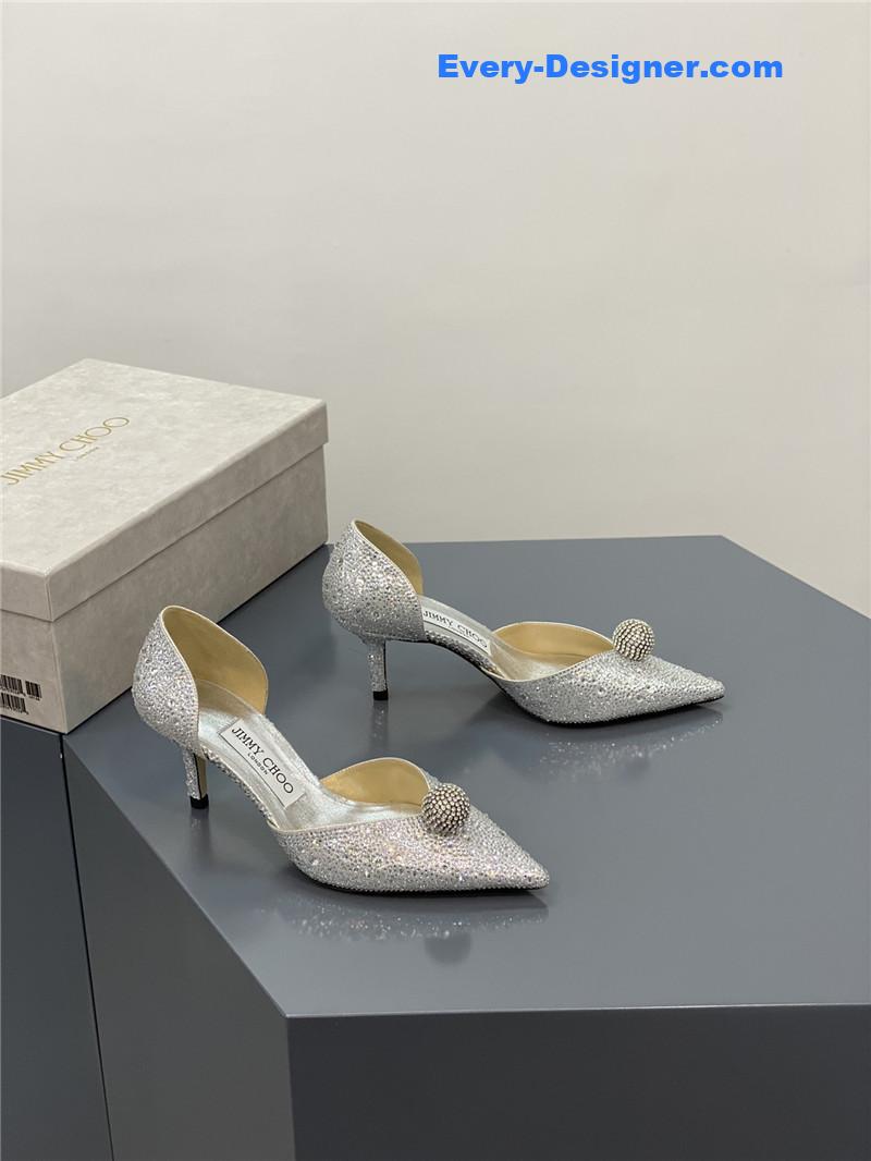 J1m*y Ch00 jc high-heeled crystal slipper shoes