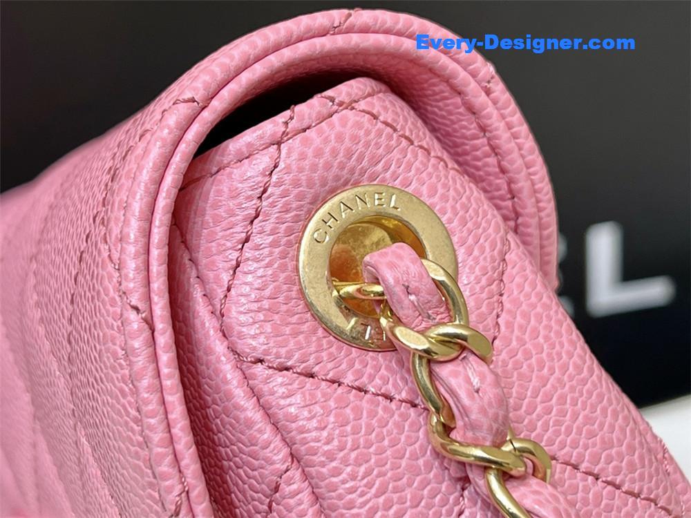 Ch**el haas lychee leather pink saddle bag