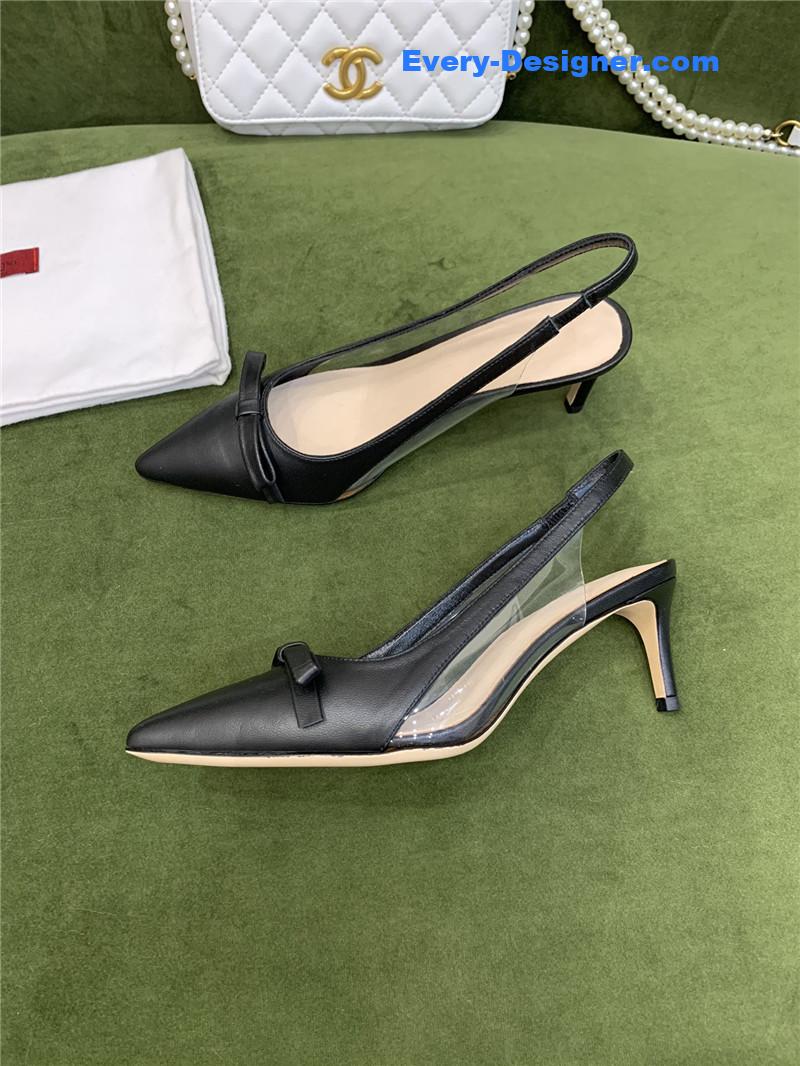 Va1e*ntin0 new lace pointed toe back empty shoes