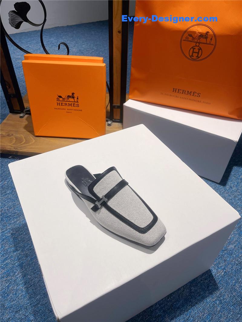 H**me5 square toe h buckle mules half slippers
