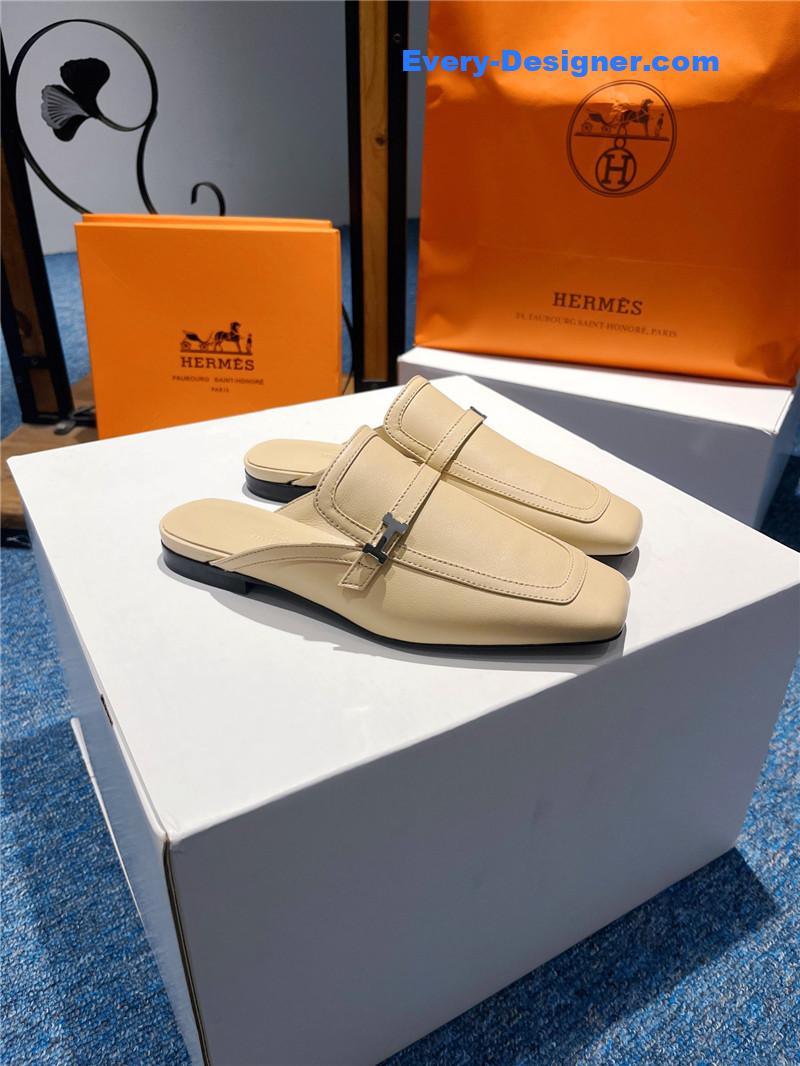 H**me5 square toe h buckle mules half slippers