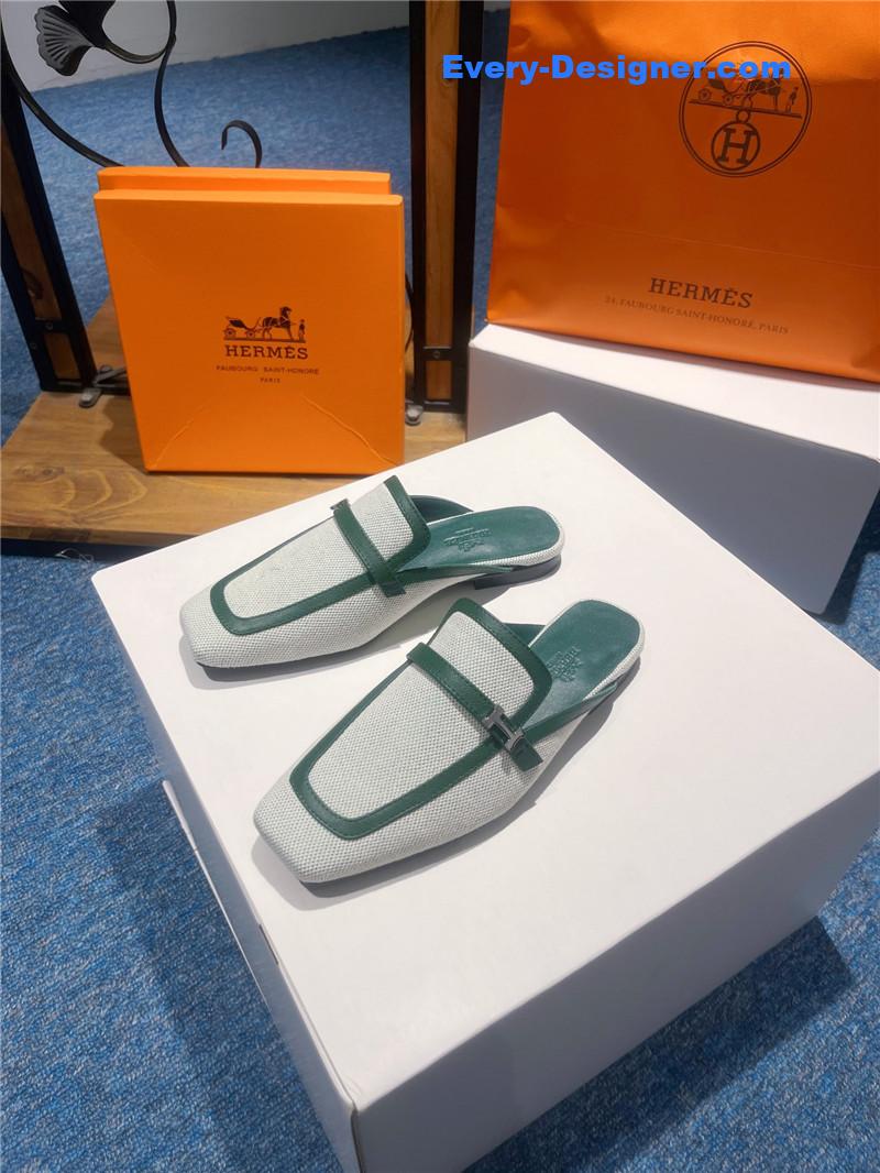 H**me5 square toe h buckle mules half slippers