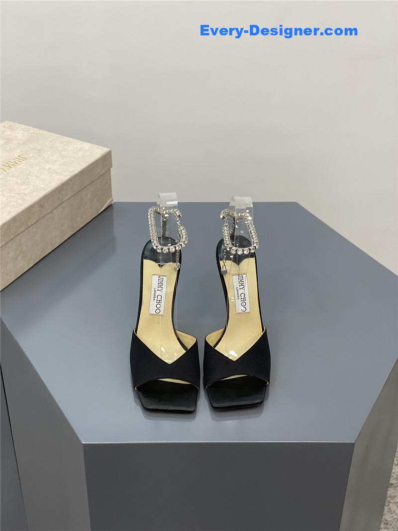 J1m*y Ch00 crystal square toe fish toe sandals