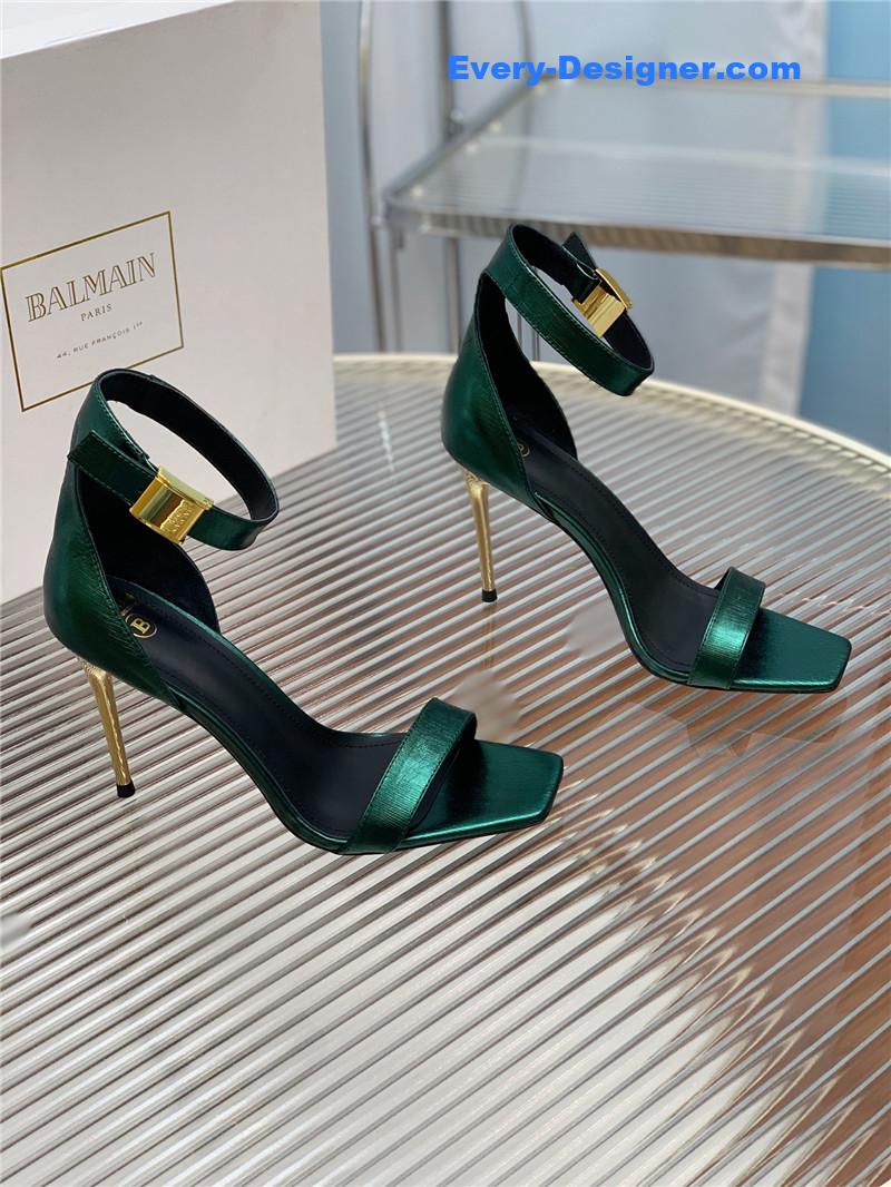 Balmain Metal Buckle Strap Heeled Sandals