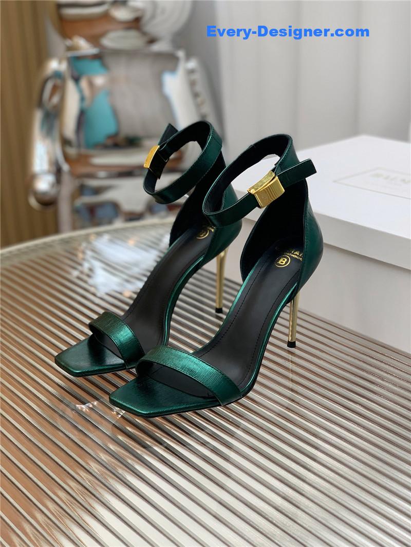 Balmain Metal Buckle Strap Heeled Sandals