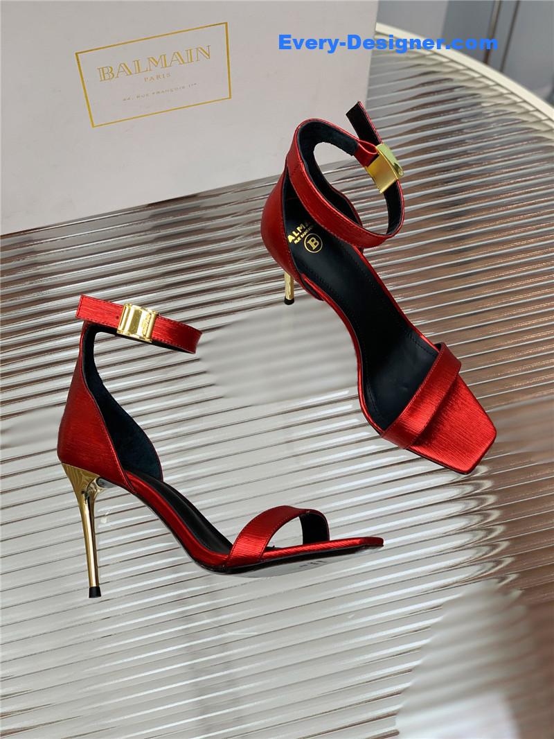 Balmain Metal Buckle Strap Heeled Sandals