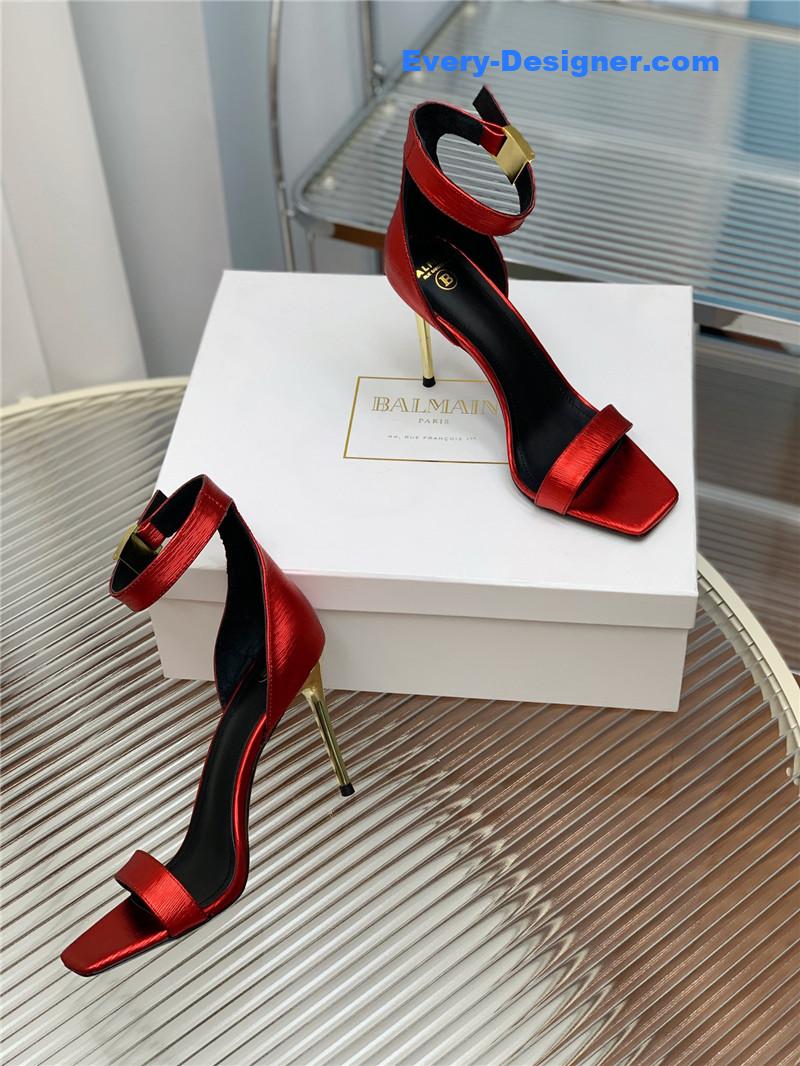 Balmain Metal Buckle Strap Heeled Sandals