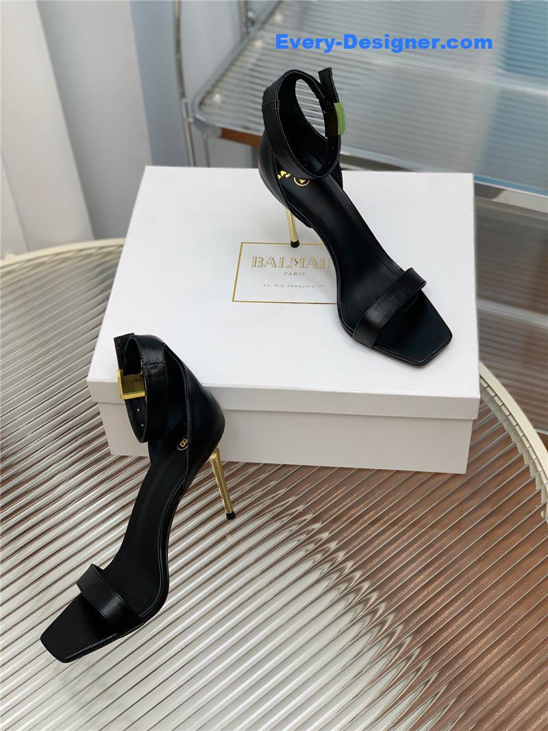 Balmain Metal Buckle Strap Heeled Sandals