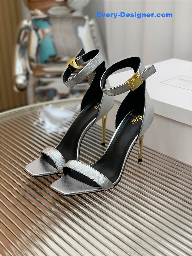 Balmain Metal Buckle Strap Heeled Sandals
