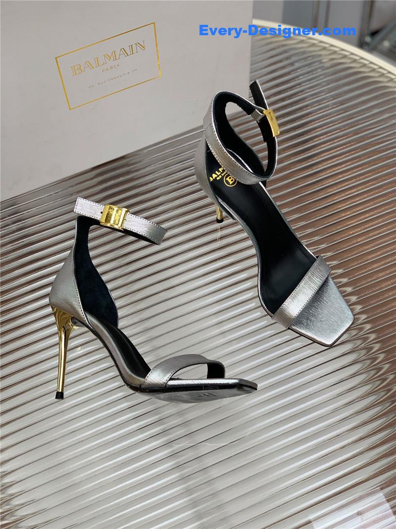 Balmain Metal Buckle Strap Heeled Sandals