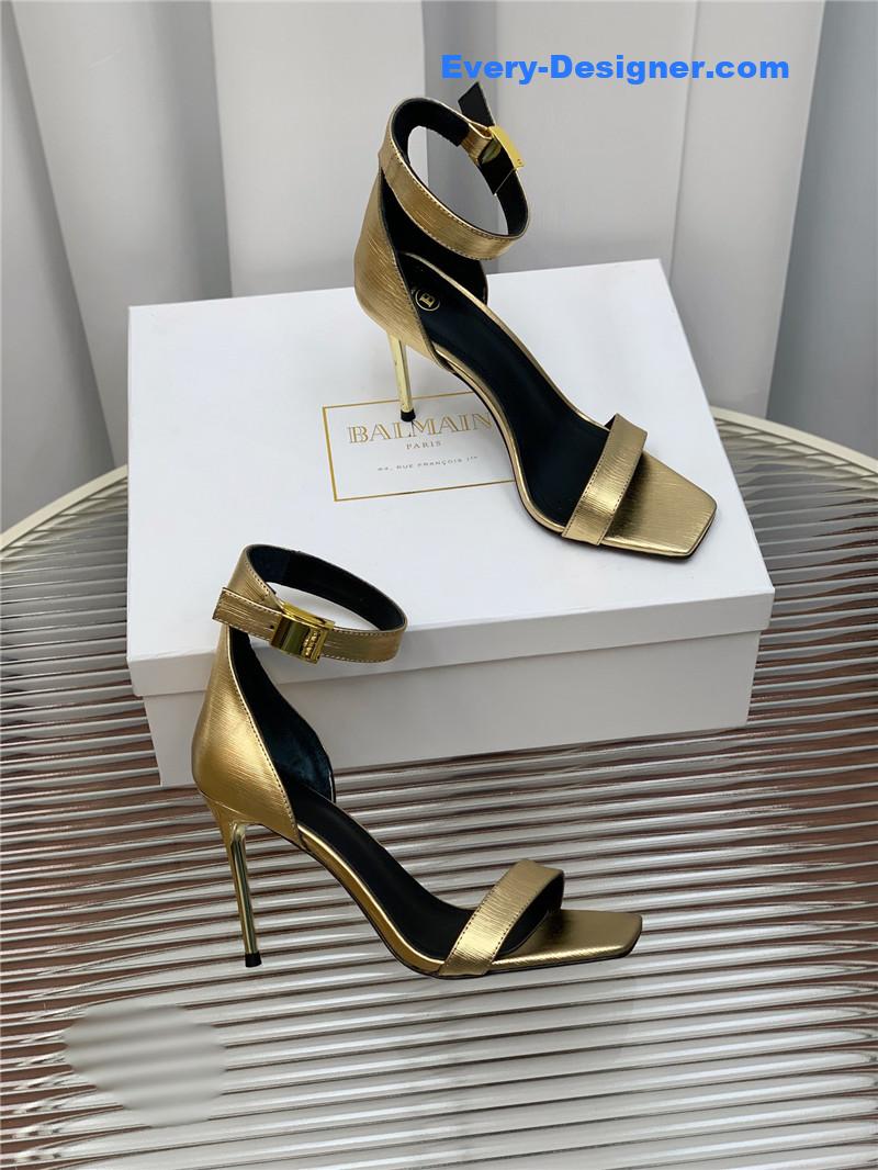 Balmain Metal Buckle Strap Heeled Sandals