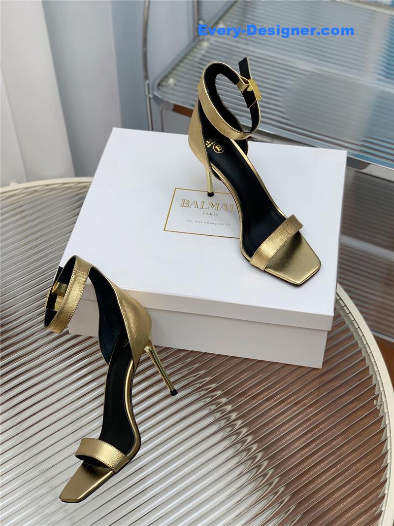 Balmain Metal Buckle Strap Heeled Sandals