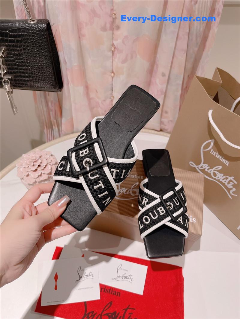 Chr1st1an louboutin 2023 letter new red sole shoes slippers