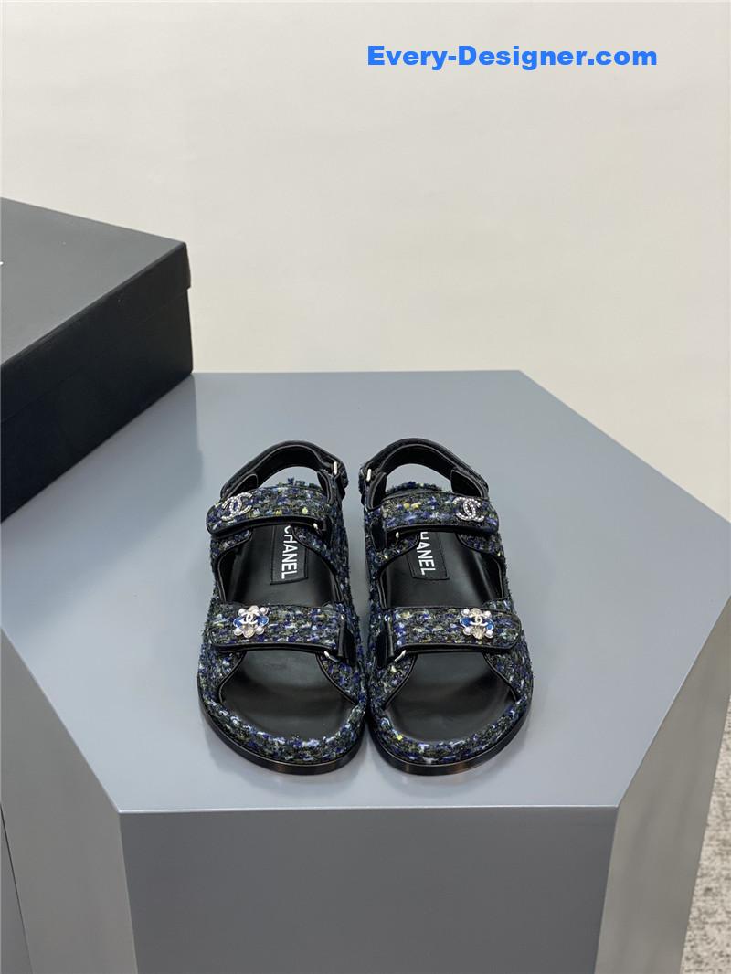 CC classic pearl buckle velcro gold coin sandals
