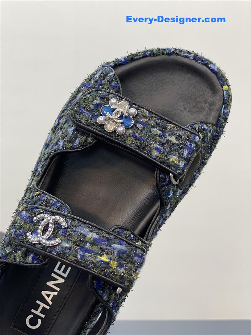 CC classic pearl buckle velcro gold coin sandals