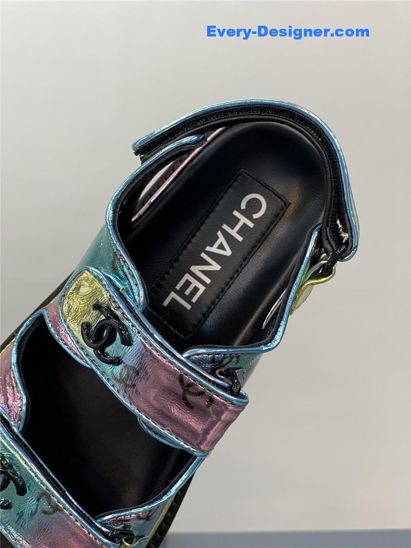 CC classic pearl buckle Velcro sandals