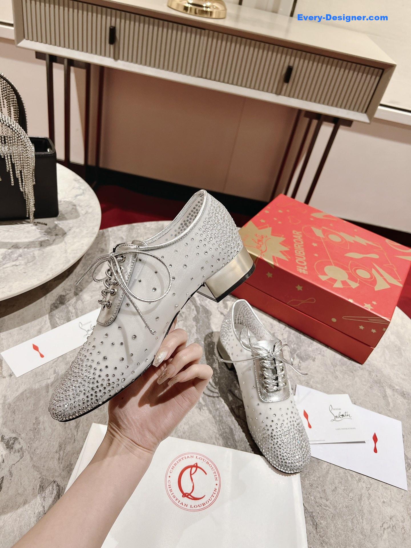 Chr1st1an louboutin mesh leather shoes