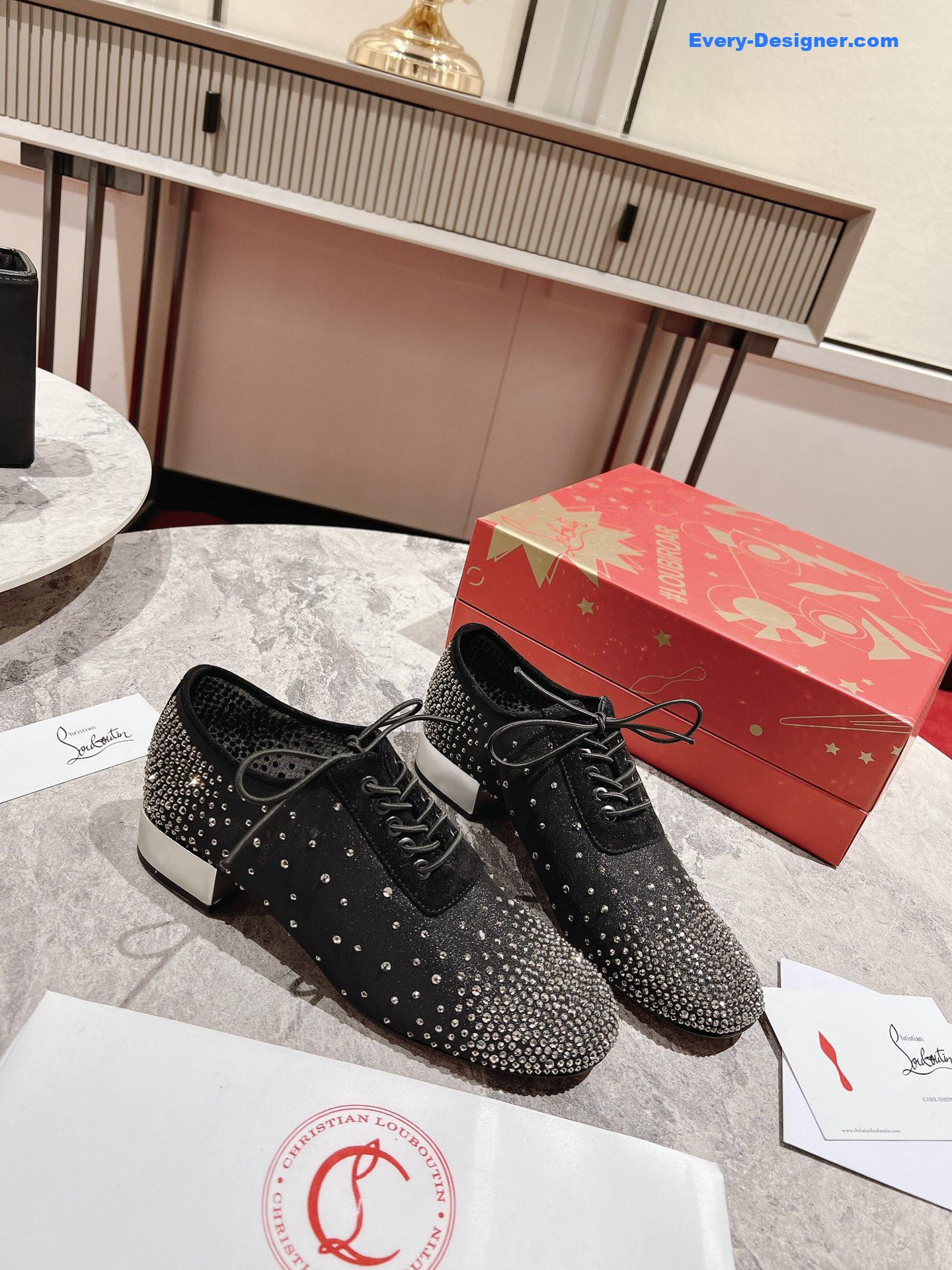 Chr1st1an louboutin mesh leather shoes
