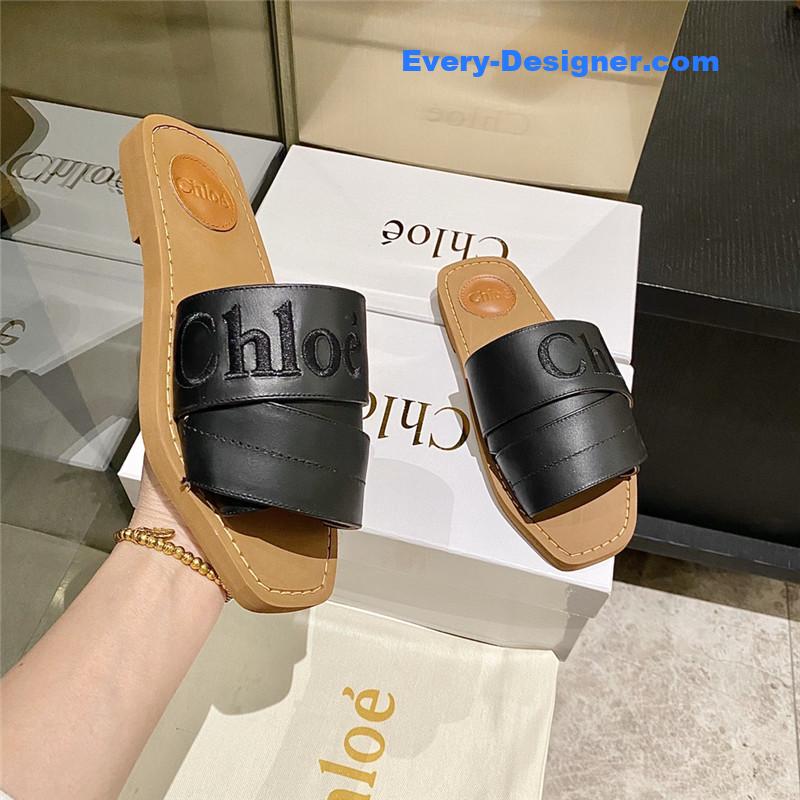 Chloe Crossover Leather Roman Slippers