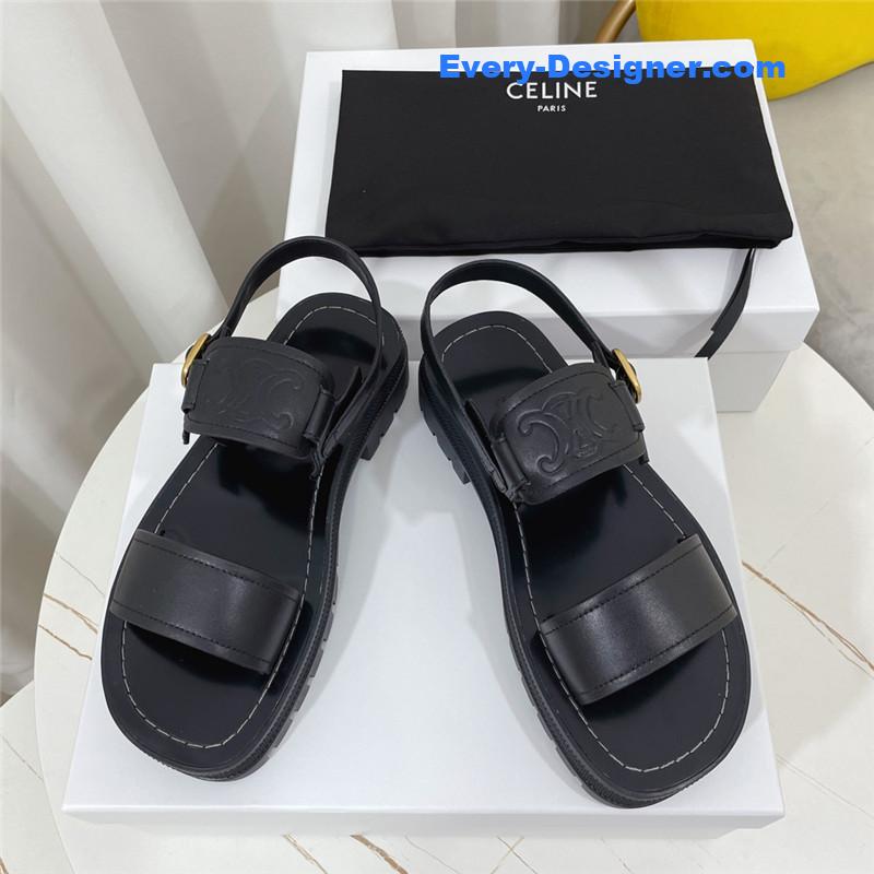 Ce1i*e clea triomphe black leather sandal