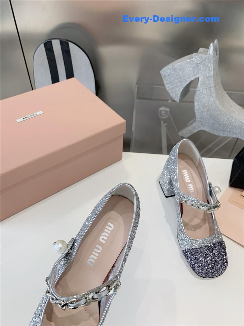 M1um1u new stiletto with thick heel mary jane