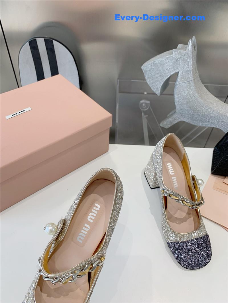 M1um1u new stiletto with thick heel mary jane