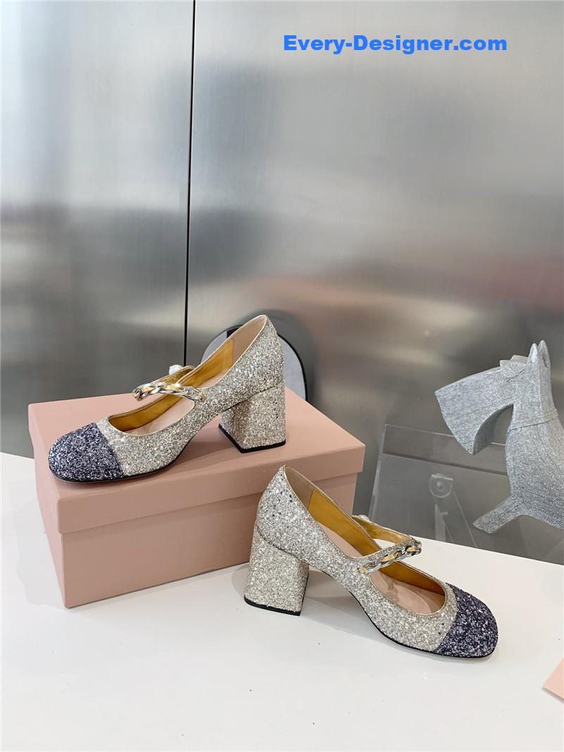 M1um1u new stiletto with thick heel mary jane