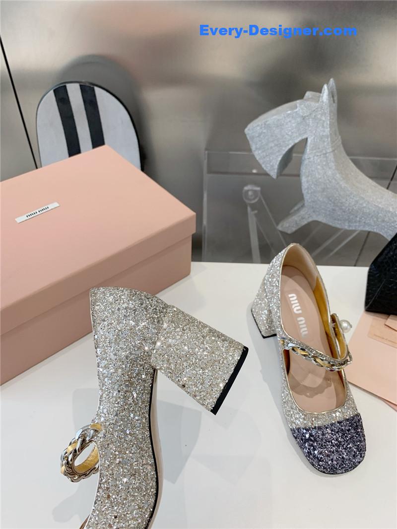 M1um1u new stiletto with thick heel mary jane